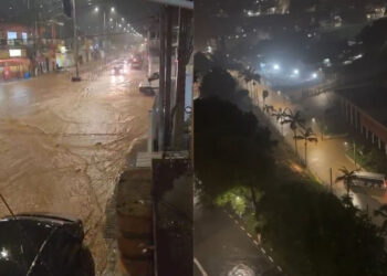 Temporal atingiu vários pontos de Caieiras nesta noite de terça-feira (18); confira vídeos.