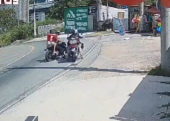 Tentativa de assalto na Avenida Paulicéia termina com indivíduo baleado. Confira o vídeo.