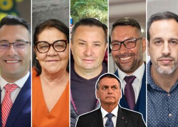 Políticos de Caieiras do PL. Da esquerda para a direita: Prefeito Gilmar Lagoinha, a presidente da Câmara, vereadora Zefinha, e os vereadores Birruga, Lagoinha Josi e Micael. Foto: Reprodução/Facebook.